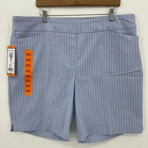 Hillary Radley Striped Bermuda Shorts Women's 2XL‎ Blue Mid Rise 9" Inseam NWT